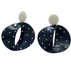 Vintage Navy & White Dotted Earrings